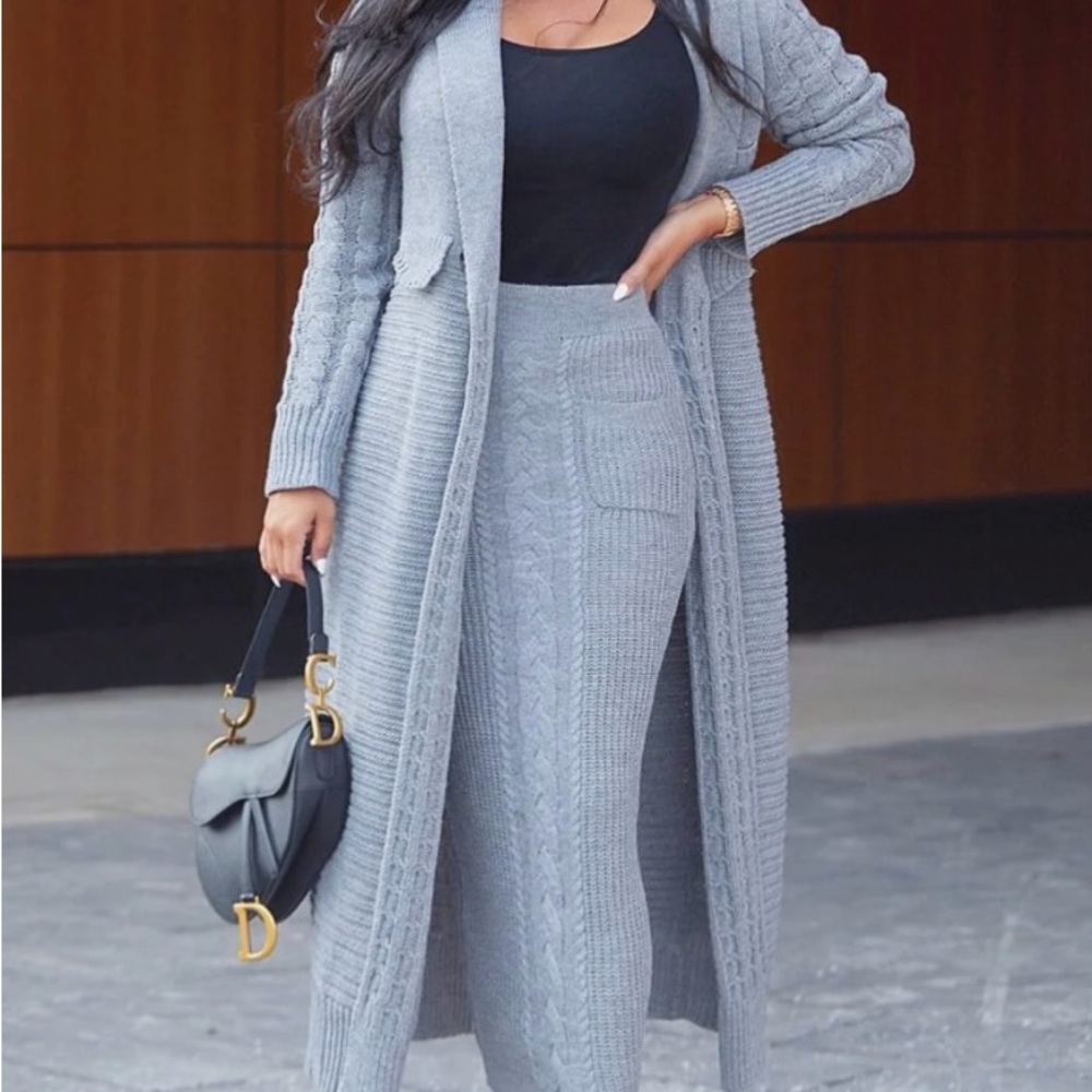 Chic Gray Knit Cardigan from JLux Label